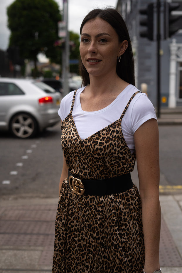 Leopard Print Strappy Maxi Dress